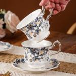 NVKIC Elegant Retro Ceramic Tea Cups and Saucers Ceramic Coffee Mugs Tea Party Sets 8.45oz/260ml Colorful Flowers
