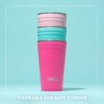 Swig Life 24oz Party Cup, Stackable Insulated Travel Coffee Tumbler with EZ Slider Lid, Cup Holder Friendly Travel Thermos, Stainless Steel 24 oz Tumbler, Reusable Coffee Mug (Orange)