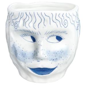 Funny Coffee Mug, 14oz Unique Blue Ceramic Coffee Cup with Creative Human Face Design, Funky Novelty Handmade Cup & Artistic Tea Cup for Office and Home