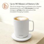 Ember Temperature Control Smart Mug 2, 10 Oz, App-Controlled Heated Coffee Mug with 80 Min Battery Life and Improved Design, White
