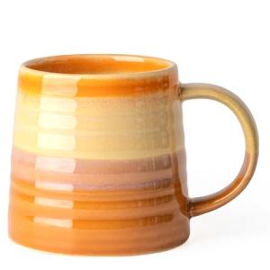 TaoTaojarvie Ceramic Coffee Mugs, 16oz, Large Capacity, Wide Bottom, Transmutation Glaze Craft, Handmade Pottery Mug, Tea Cups with Handle for Office/Home, Dishwasher and Microwave Safe (Orange)