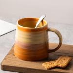 TaoTaojarvie Ceramic Coffee Mugs, 16oz, Large Capacity, Wide Bottom, Transmutation Glaze Craft, Handmade Pottery Mug, Tea Cups with Handle for Office/Home, Dishwasher and Microwave Safe (Orange)