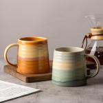 TaoTaojarvie Ceramic Coffee Mugs, 16oz, Large Capacity, Wide Bottom, Transmutation Glaze Craft, Handmade Pottery Mug, Tea Cups with Handle for Office/Home, Dishwasher and Microwave Safe (Orange)