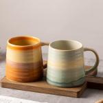 TaoTaojarvie Ceramic Coffee Mugs, 16oz, Large Capacity, Wide Bottom, Transmutation Glaze Craft, Handmade Pottery Mug, Tea Cups with Handle for Office/Home, Dishwasher and Microwave Safe (Orange)