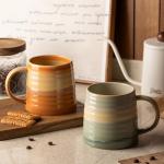 TaoTaojarvie Ceramic Coffee Mugs, 16oz, Large Capacity, Wide Bottom, Transmutation Glaze Craft, Handmade Pottery Mug, Tea Cups with Handle for Office/Home, Dishwasher and Microwave Safe (Orange)