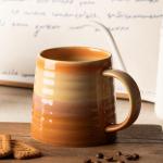 TaoTaojarvie Ceramic Coffee Mugs, 16oz, Large Capacity, Wide Bottom, Transmutation Glaze Craft, Handmade Pottery Mug, Tea Cups with Handle for Office/Home, Dishwasher and Microwave Safe (Orange)