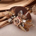 Zinniday Fascinator High Tea Hat - Women's Brown Mini Clip On 20s 50s Derby Cocktail Pillbox Cups Dress Kentucky Hat with Flower and Feather Decoration