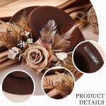 Zinniday Fascinator High Tea Hat - Women's Brown Mini Clip On 20s 50s Derby Cocktail Pillbox Cups Dress Kentucky Hat with Flower and Feather Decoration