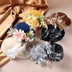 Zinniday Fascinator High Tea Hat - Women's Brown Mini Clip On 20s 50s Derby Cocktail Pillbox Cups Dress Kentucky Hat with Flower and Feather Decoration