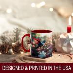 ANOVRA Romantic Hummingbird Ceramic Mug with Sparkling Hearts and Floral Garden, Valentine Coffee Mug, Nature-Inspired Gift for Women, Men, or Couples, Red Handle, 11oz Red