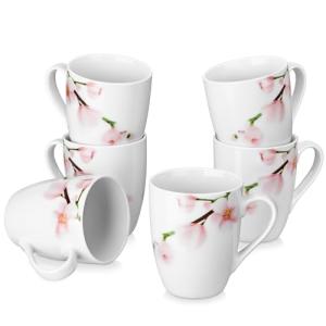 VEWEET Coffee Mugs Set of 6, 11 OZ Coffee Cups Set with Handle, Floral Mug Sets Ceramic Cup Set for Kitchen, Microwave & Dishwasher Safe, Series ANNIE
