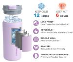 SUNWILL Travel Coffee Tumbler, Insulated Mug with Lid, Leak Proof Stainless Steel Cup 12 oz for Water, Tea, Ice, Powder Coated Lavender