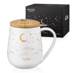 ecooe Large Tea Infuser Mug 20.3oz Ceramic Tea Cup with Removable Stainless Steel Infuser and Lid, 600ml Tea Mug for Loose Leaf Tea, New Home Gifts for Parents Friends Office (White)
