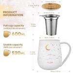 ecooe Large Tea Infuser Mug 20.3oz Ceramic Tea Cup with Removable Stainless Steel Infuser and Lid, 600ml Tea Mug for Loose Leaf Tea, New Home Gifts for Parents Friends Office (White)
