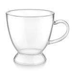 Teabloom Grand Bouquet 8-ounce Teacup Pair – Clear Borosilicate Glass Cups with Footed Base for Coffee, Tea, and Desserts