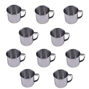 Tsyware 10 Pcs of Stainless Steel Coffee Tea Cup with Handle 6oz Espresso Cup