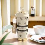 Ceramic coating Lined 100% Leakproof 316 Stainless Steel Vacuum Insulated Tumbler with Lid and Straw for Water, Iced Tea or Coffee, Smoothie and More
