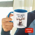 Cute Moose Coffee Mug, Personalized Name Animal Lover Cup, Don't Moose With Me Mug, Cartoon Animal Design Ceramic Mug 11oz 15oz, Custom Moose Themed Cup, Customized Accent Mug For Birthday