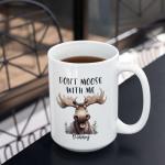 Cute Moose Coffee Mug, Personalized Name Animal Lover Cup, Don't Moose With Me Mug, Cartoon Animal Design Ceramic Mug 11oz 15oz, Custom Moose Themed Cup, Customized Accent Mug For Birthday