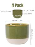 INGOFIN Ceramic Espresso Cup Set of 4-4.2 oz Espresso Cup for Coffee and Tea, Modern Porcelain Glazed Demitasse Cups, Microwave Dishwasher Safe Mugs, Suit for Espresso Machine, Green