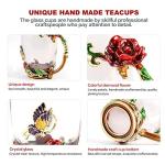 Vinciph Butterfly Glass Tea Cup Handmade Flower Enamel Mug with Spoon Set and High-end Gift Box Unique Gifts for Wedding Anniversary,Birthday,Christmas Red Rose Mug(12oz)