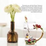 Vinciph Butterfly Glass Tea Cup Handmade Flower Enamel Mug with Spoon Set and High-end Gift Box Unique Gifts for Wedding Anniversary,Birthday,Christmas Red Rose Mug(12oz)