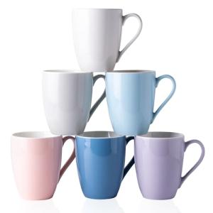GBHOME 16oz Coffee Mugs Set of 6, Large Ceramic Coffee Mugs for Man, Woman, Dad, Mom, Modern Coffee Mugs Set with handle for Tea/Latte/Cappuccino/Milk/Cocoa. Dishwasher&Microwave Safe,MultiColor