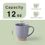 AmorArc 12oz Ceramic Coffee Mugs set of 6, Stylish Coffee Mugs with Rustic Terracotta Underside for Latte/Cappuccino/Milk/Cocoa, Dishwasher&Microwave Safe, Gray