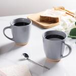 AmorArc 12oz Ceramic Coffee Mugs set of 6, Stylish Coffee Mugs with Rustic Terracotta Underside for Latte/Cappuccino/Milk/Cocoa, Dishwasher&Microwave Safe, Gray