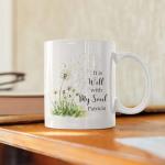 Customized Name Christian Mug, Inspirational Cup 11oz 15oz, Personalized Religious Coffee Mug, Bible Verse And Dandelion Design Cup, Custom Christian Ceramic Mug, Gift For Family Member