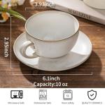 Cup and Saucer Set Turquoise Ceramic Cappuccino Mug Set of 1-10 oz Microwave and Dishwasher Safe, Perfect For Tea, Espresso, Latte - Porcelain Mugs for Kitchen or Cafe