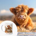 Foxcorner Personalized Highland Cow Mug - Customized Cute Highland Cow Autumn Mug - Unique Gifts For Cows Lovers - Birthday Christmas Gifts - Custom Name 11oz White Ceramic Coffee Tea Cup