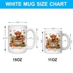 Foxcorner Personalized Highland Cow Mug - Customized Cute Highland Cow Autumn Mug - Unique Gifts For Cows Lovers - Birthday Christmas Gifts - Custom Name 11oz White Ceramic Coffee Tea Cup