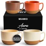 MIAMIO – 15 Ounce, Set of 4 Ceramic Latte Mug – Elegant Modern Coffee Mug Set for Cafe, Latte, Tea, Hot Cocoa - Drinks Dishwasher & Microwave Safe – Aura Collection (Cozy Neutral, Coffee Mug(4x))