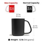 CURVD® Mug, Large Handle for Comfortable Grip, Dishwasher & Microwave Safe, 100% Chemical-Free Ceramic, Perfect for Coffee, Hot Chocolate, Latte, Cold Drinks (Matte Black, 18 oz)