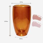 ELEMENT LABS Double Wall Insulated Glass Set of 2-15oz Nature-Inspired Amber&Rose Collection, Insulated Borosilicate Glass for Holiday Drinks