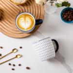 Cerkik Ceramic Coffee Mugs Set - 10 OZ Large Porcelain Tea Cups with Handle for Cappuccino Latte Cocoa Milk Tea - Christmas Housewarming Gift - Microwave Dishwasher Safe - Set of 6 - Vintage Blue