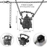 RechicGu Black Victorian Cameo 3D Tea Pot Cup Pendant Charm Sweater Necklace for Women Gift Steampunk Goth Wonderland Jewelry