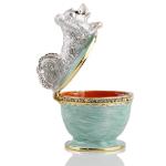 Teacup Pet Puppy Dog Trinket Box Hinged Ring Holder Jeweled Painted Enameled Collectible Dog Animal Figurine Jewelry Holder Box