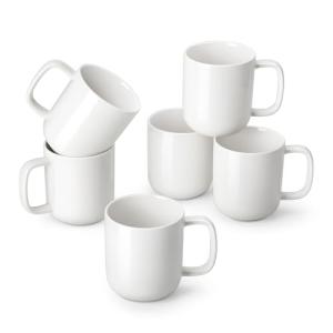 vancasso Porcelain Coffee Mugs Set, 12 oz Ceramic Coffee Cups for Latte Hot Tea Cappuccino Cocoa Milk Cups Set of 6, Dishwasher & Microwave Safe, White