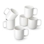 vancasso Porcelain Coffee Mugs Set, 12 oz Ceramic Coffee Cups for Latte Hot Tea Cappuccino Cocoa Milk Cups Set of 6, Dishwasher & Microwave Safe, White