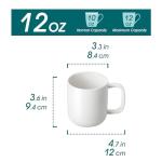 vancasso Porcelain Coffee Mugs Set, 12 oz Ceramic Coffee Cups for Latte Hot Tea Cappuccino Cocoa Milk Cups Set of 6, Dishwasher & Microwave Safe, White