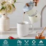 vancasso Porcelain Coffee Mugs Set, 12 oz Ceramic Coffee Cups for Latte Hot Tea Cappuccino Cocoa Milk Cups Set of 6, Dishwasher & Microwave Safe, White