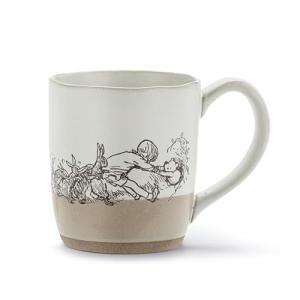 DEMDACO Pooh Classic Yellow Bear Everyday Collection Helping Hands Pooh and Christopher Robin 14 ounce Stoneware Coffee Cup Mug For Your Favorite Morning Brew