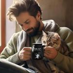 Ceramic Coffee Mugs Coffee Tea Mug Novelty Tea Cups for Cat Lovers Women Men Girl Friends Christmas Birthday Cat Mug with Lovely Stainless Steel Spoon, Wooden Lid, Thicken Wooden Coaster, 16oz