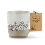 DEMDACO Pooh Classic Yellow Bear Everyday Collection Helping Hands Pooh and Christopher Robin 14 ounce Stoneware Coffee Cup Mug For Your Favorite Morning Brew