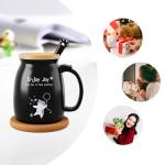 Ceramic Coffee Mugs Coffee Tea Mug Novelty Tea Cups for Cat Lovers Women Men Girl Friends Christmas Birthday Cat Mug with Lovely Stainless Steel Spoon, Wooden Lid, Thicken Wooden Coaster, 16oz