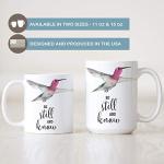 Be Still and Know Hummingbird Mug – Inspirational Christian Coffee Cup with Watercolor Bird – 11oz or 15oz Ceramic Mug – Faith Gift – White or Black Handle