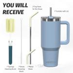 40 oz Tumbler with Handle,Tumbler with Lid and Straw,Double Wall Insulated Cup Stainless Steel Travel Mug(Cold for 34 Hours),Water Bottle for Iced Tea,Coffee,Cold Beverages(Smog Blue)