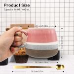YINPIXUS 14 Oz Ceramic Coffee Mug, Large Tea Cup, Big Cups Ceramic, Cute Mug for Latte Hot Cocoa Chocolate Coffee Lover Gifts, Mugs with Spoon for Home Office, Gifts for for Women Men (Pink)